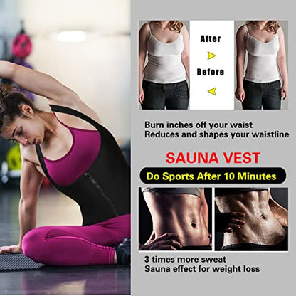 Women Neoprene Sweat Vest for Women Sauna Suit Hot Sweat Waist Trainer Vest Slimming Body Shaper - color: Black#1, size: X-Large