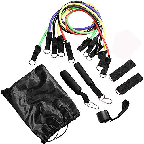 Resistance Bands Set, Stackable Up to 100lb, Indoor Outdoor Workout Bands with Door Anchor Amp; Handles for Fitness,Strength, Yoga, Home Gym