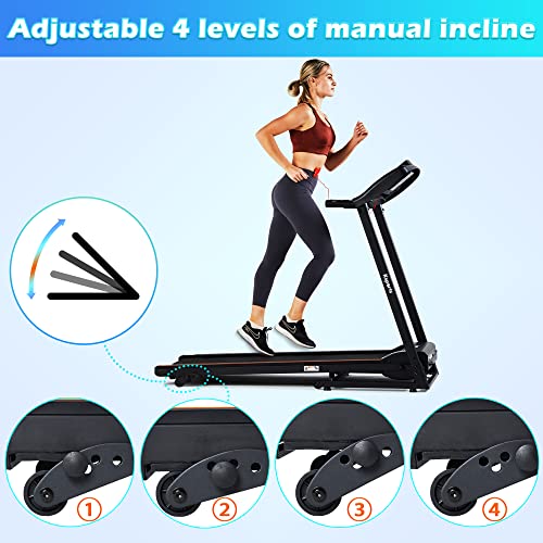 Foldable 16.5 Inch Cardio Fitness Portable Treadmill with Bluetooth Connectivity, LCD Display, and Tracking Apps for Home Gym Equipment, Black - color: Black Medium Large