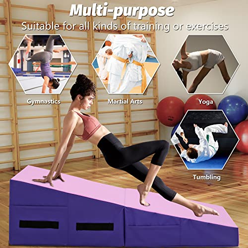 BestMassage Gymnastics Mat Incline Mat Tumbling Mat Folding Gymnastic Tumbling Mat Indoor/Outdoor Exercise Mat Home Gym Yoga Mat with Handle