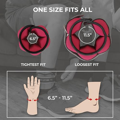 Adjustable Ankle Weights for Women & Men – 1 Pair (2–10 lbs) Wrist, Arm & Leg Weights for Gym, Yoga & Home Workouts – Secure Fit Strap Design – Durable Fitness Training Equipment - color: Cherry Red