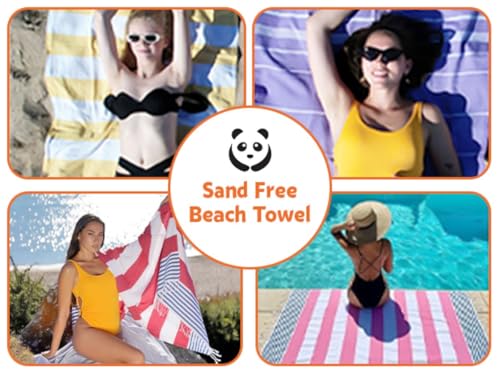 HAVLULAND Turkish Beach Towel, Set of 6, Oversized 72"x40", 100% Cotton - color: 6 Multi-color, size: 6 Pack