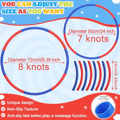 Toy Hoop Detachable Plastic Hoops Exercise Equipment Toy Adjustable Rings for Sports Party Game Dance Pet Training - color: Red,Blue