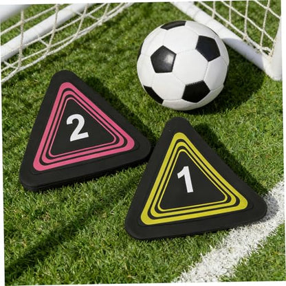 10pcs Triangle Number Spot Markers for Basketball Soccer Training, Non-Slip TPE Material with Rounded Edges, 360° Visual Recognition Low-Profile Field Cones for Agility Drills