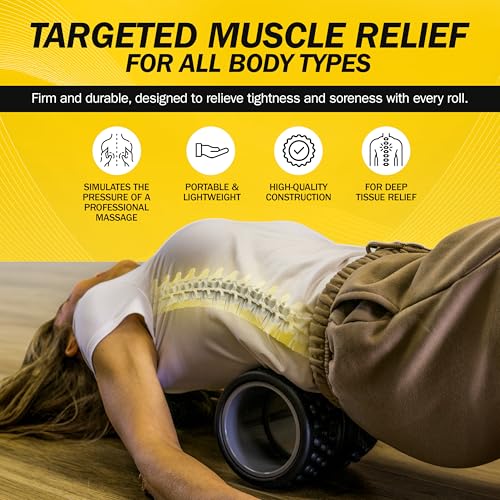 Rolflex SpineAline Back Roller – Muscle Rollers Deep Tissue Spine Alignment Tool – Ergonomic Spine, Neck and Back Massage Rollers – Durable & Portable Massage Roller – Supports Up to 300 lbs – Black