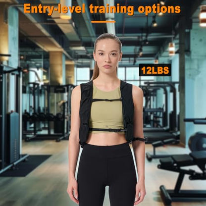 Weighted Vest, 12lbs Weighted Vest Adjustable - Weight Vest with Reflective for Men Women, Body Light Walk Weight Vest for Running Walking Workout Fitness