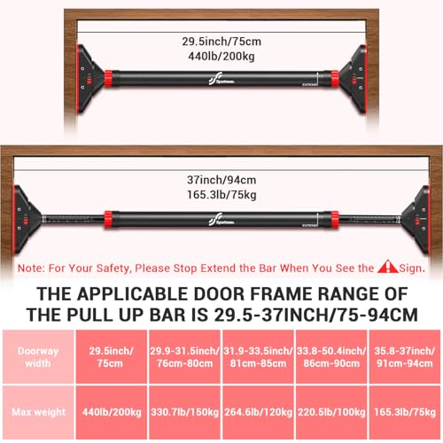 Pull Up Bar for Doorway: Sportneer Strength Training Pull-up Bars without Screw Bundle with Balance Board for Adults Wobble Board Adjustable 2-in-1 Slant Board Training