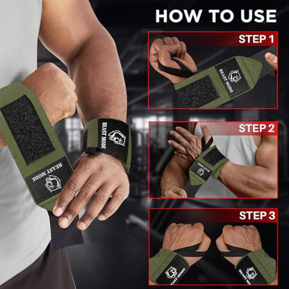 Weightlifting 18" & 12" Wrist Wraps with Thumb Loop – Heavy Duty Wrist Workout Braces for Men and Women – Ideal for Powerlifting, Strength Training, Bodybuilding