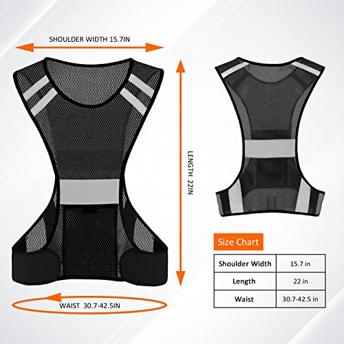 TCCFCCT Reflective Running Vest, High Visibility Running Gear with Large Pocket - color: 2 Pack Mesh Black