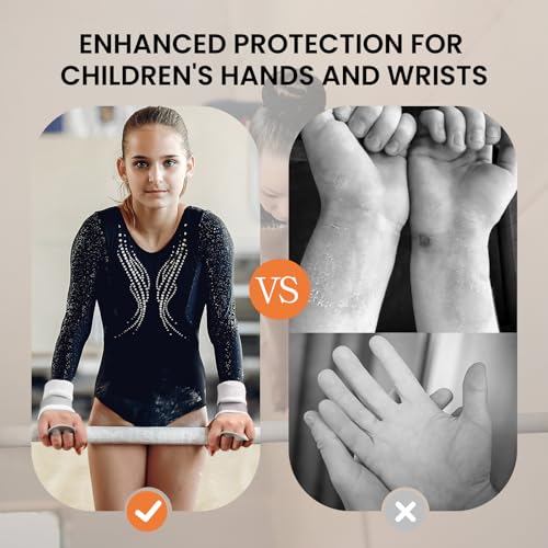 Amrta Gymnastics Grips with Wristbands for Girls 2 Pair - color: White-Dark, size: X-Small