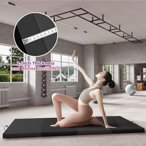 Folding Gymnastics Mat, 6x3Ft/6x2Ft Thick Portable Exercise and Tumbling Pad for Home Gym, Pilates, Aerobics and Martial Arts, 4-Panel Folding Floor Mat - size: 4-fold 6x3Ft