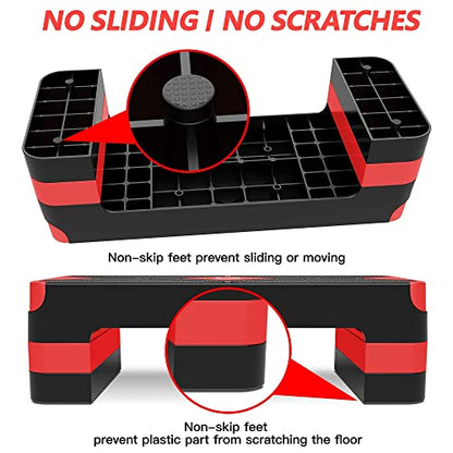 GYMMAGE Aerobic Exercise Step, Adjustable Height, - color: Red