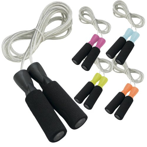 DA VINCI Weighted 10 ft Adjustable Speed Cable Jump Rope with Ball Bearing Handle Mechanism and 1/3 lb Weight in Each Handle - color: Black