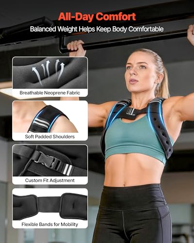 VEVOR Weighted Vest, 6lbs/8lbs/10lbs/25lbs Body Weight Vest for Men Women, with Reflective Stripe, Adjustable Buckle, Workout Equipment for Strength Training, Running, Jogging, Fitness, Muscle Building, Weight Loss