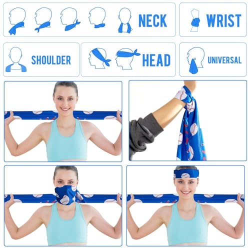 30Pcs Baseball Softball Cooling Towels for Neck and Face 40 x 12 Inch Baseball Sports Team Gifts Microfiber Breathable Workout Ice Towel Sweat Chilly Bulk Neck Wraps for Athletes Gym Camping Blue