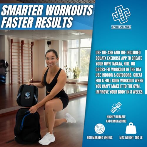 SmithShaper® PRO Ab Squat Roller | Full Body Workout | Get Fit - 25 Exercises! Ab Rollouts, Squats, Plank Walks, Core Strengthening & More | 1 yr. Free SQUATX Exercise App