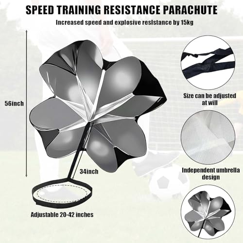 Running Speed Training, 56 inch Speed Drills Resistance Parachute Running Sprint Chute Soccer Football Sport Speed Training