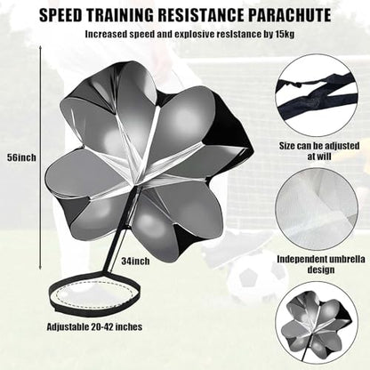 Running Speed Training, 56 inch Speed Drills Resistance Parachute Running Sprint Chute Soccer Football Sport Speed Training