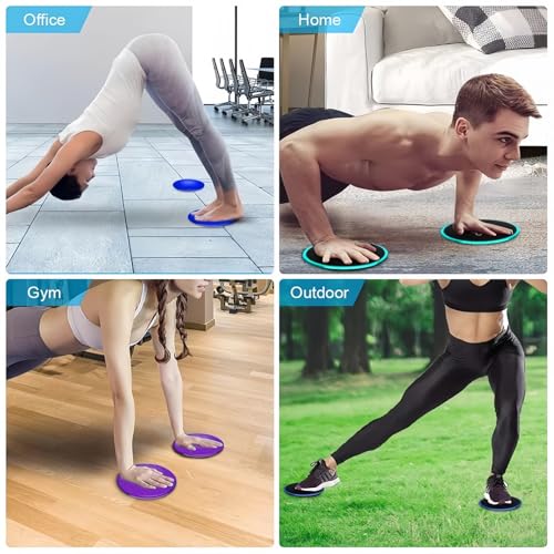 Core Sliding Discs - Dual Sided Workout Sliders for Carpet & Hardwood Floor - Home Ab Pads Exercise Equipment Fitness Sliders for Women and Men
