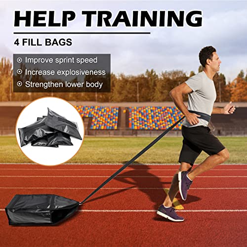 NAIZEA Adjustable Weight Sled Trainer with 4 Sandbags, Sand Sled - size: 20-80 LB