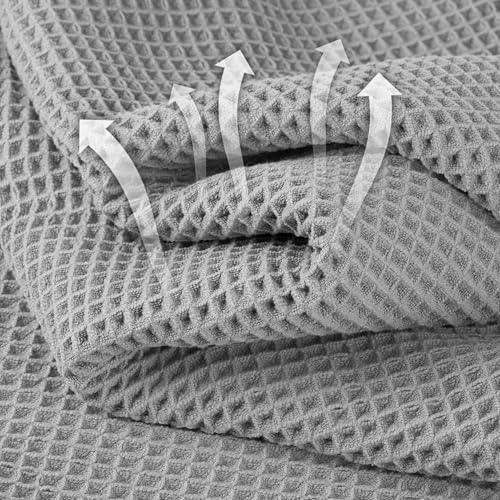 Microfiber Waffle Face Towels, 2 Pieces, Soft, Absorbent, Fast Drying, Lint Free 430 GSM (Silver) - color: Silver