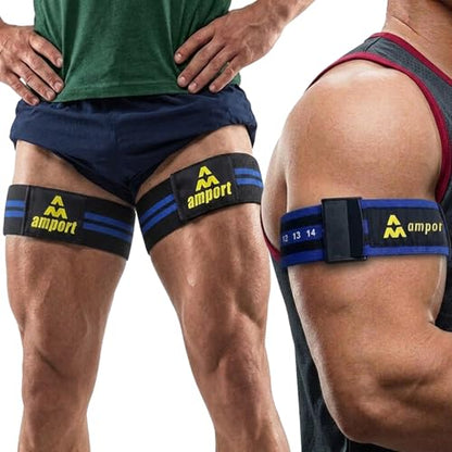 Amport Occlusion Training Bands – 3-Inch Leg & 2-Inch Arm Blood Flow Restriction Bands for Men & Women – Adjustable Buckle Straps for Muscle Building, Rehab & Strength Training – Set of 4