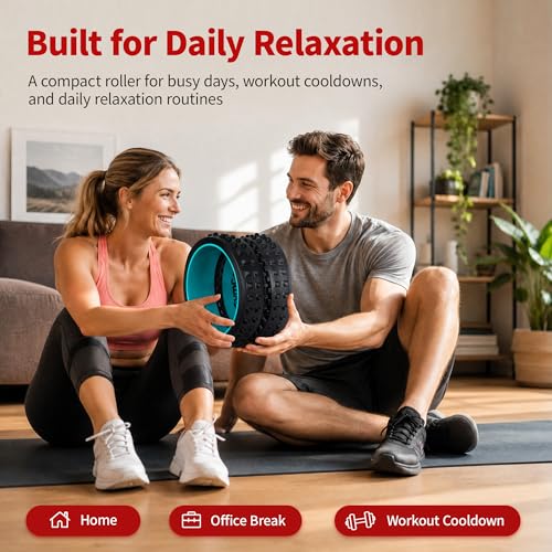 GymCope Back Roller for Back Pain Reliefn & Stretching, Deep Tissue Massage Roller Supports Up to 530 lbs / 240 kg, 5.5''-7.5'' Curved Foam Roller for Home Physical Stretching (Blue, Medium) - size: Medium