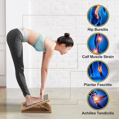 Portable Slant Board, Calf Stretch Board, Slant Boards for Exercise, Wooden Slant Board, Velor Board, Adjustable Incline Board for Knees Ankle Heel Feet Leg