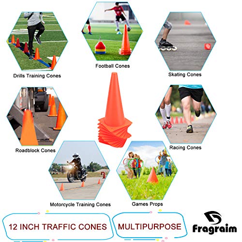 12 Inch Traffic Training Cones, Plastic Safety Parking Cones, 6 Colors - color: Orange, Set of 12