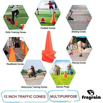 12 Inch Traffic Training Cones, Plastic Safety Parking Cones, 6 Colors - color: Orange, Set of 12