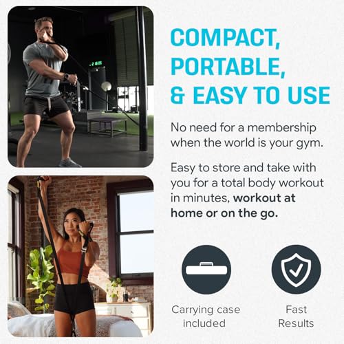 Bullworker ISO-FLO Suspension Trainer Straps, Portable Home Gym for Full Body Strength Training, Isometric Exercise Equipment and Self Resistance Band, Cable Machine for Chest, Arms, & Back Workouts