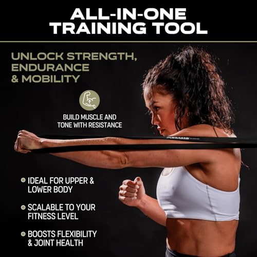 Battle Bands Resistance Bands – Pull Up Assistance Bands & Stretch Bands for Exercise – Heavy Duty Workout Resistance Bands Set for Strength Training, Powerlifting, Home Gym & Stretching – Men & Women - color: Black