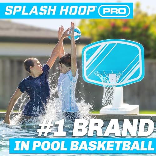 GoSports Splash Hoop PRO Pool Basketball Game – Modern Poolside Basketball Hoop with Backboard, Ball & Pump – Swimming Pool Basketball Hoop for Inground & Above Ground Pools - color: Aqua