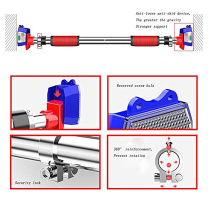 GUOYANHOME Door Frame Horizontal Bar, Wall Mount Exercise Bar Without Screw Installation, Doorway with Locking Mechanism, Workout Bar with 63-140CM Adjustable Width - size: 108-140cm