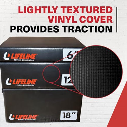Lifeline Fitness Foam Plyo Box - Durable Plyometric Jump Box with Vinyl Cover and Handles for Cross Training, HIIT, Exercise Equipment - Multiple Heights Available
