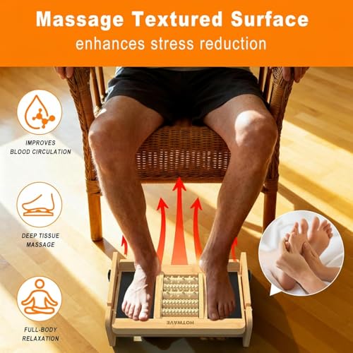 Slant Board for Calf Stretching with Foot Massage Roller, Calf Stretcher Slant Board for Exercise, Portable Adjustable Bamboo Incline Slantboard for Ankle Knees Leg Physical Therapy Equipment