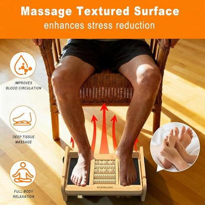 Slant Board for Calf Stretching with Foot Massage Roller, Calf Stretcher Slant Board for Exercise, Portable Adjustable Bamboo Incline Slantboard for Ankle Knees Leg Physical Therapy Equipment