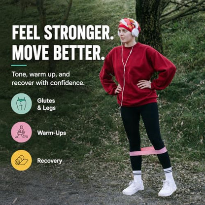 Premium Latex Free Resistance Bands for Working Out - Set of 5 + Carrying Bag | Non Latex Mini Loop Workout Bands Resistance for Women and Men | Physical Therapy, Legs Exercise and Pilates