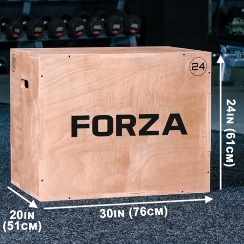 FORZA 3-in-1 Plyometric Jump Box – Strength Training Equipment | Indoor Wooden Box Training Tool | 20" 24" 30" (51cm 61cm 76cm) Plyo Box