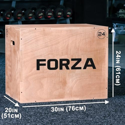 FORZA 3-in-1 Plyometric Jump Box – Strength Training Equipment | Indoor Wooden Box Training Tool | 20" 24" 30" (51cm 61cm 76cm) Plyo Box