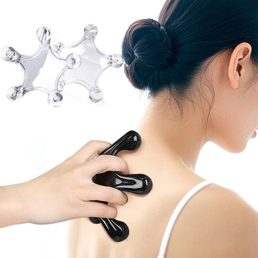 Trigger Point Massage Tools, 2 PCS 5 Legged Manual Full Body Massagers, Deep Muscle Tissue Massager, Handheld Palm Pressure Point Massage Tool, for Neck Shoulder Back Muscle Pain Relief (Transparent)