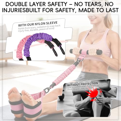 Upgraded Multifunction Pedal Resistance Band with Handles, Adjustable Exercise Bands for Full Body Workout, Home Gym Equipment for Core Abs Legs Glutes Arm Strength Training