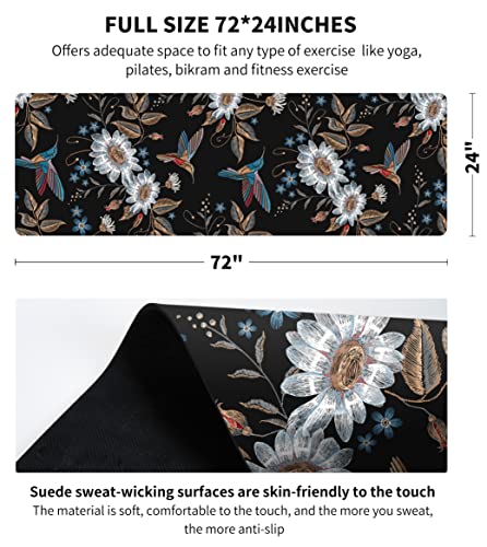 nuveti Printed Travel Yoga Mat-1/16 Inch Thick Non Slip Fitness Workout Mat with Carrying Bag, Foldable Lightweight Suede & Natural Rubber Yoga Mat for Yoga Pilates and Fitness 72" L x 24" W x 1.5mm