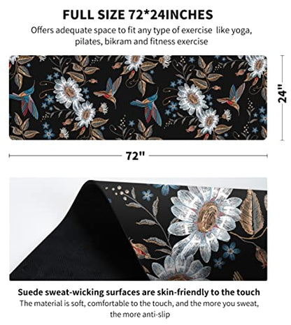 nuveti Printed Travel Yoga Mat-1/16 Inch Thick Non Slip Fitness Workout Mat with Carrying Bag, Foldable Lightweight Suede & Natural Rubber Yoga Mat for Yoga Pilates and Fitness 72" L x 24" W x 1.5mm