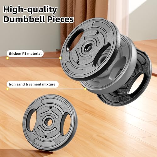 Adjustable Dumbbell Set, 10-90lbs Free Weights with Connector – 4 in 1 Dumbbells, Barbell, Kettlebell & Push Up Stand, Adjustable Weights Set for Home Gym Fitness Equipment for Men & Women - color: Yellow 30lbs (15lbs*2)