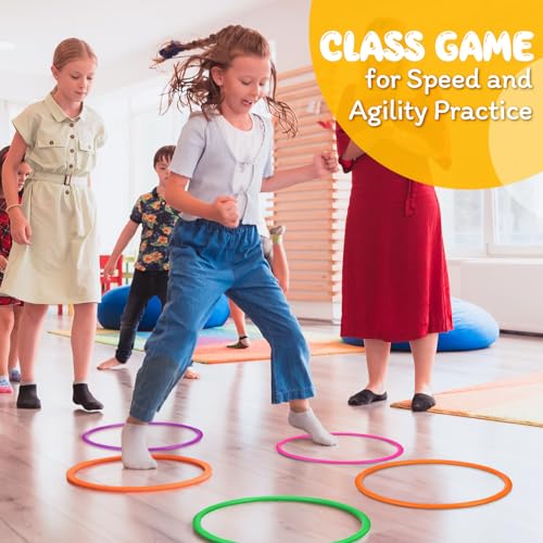 48 Pcs Multicolor Plastic Rings for Ring Toss Game Carnival Outdoor Game for Kids Activity Games Speed Agility Practice Carnival Party