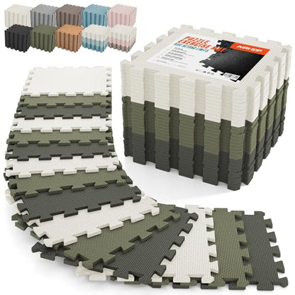 AIRHOP 18 PCS Gym Floor Mat, EVA Foam Puzzle Gym Mat, High-Density Interlocking Foam Floor Tiles for Home Gym, Play Workout Garage Kitchen Flooring 12.6"x12.6"x0.4"