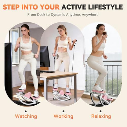 Rock Stepper - Steppers for Exercise at Home, Portable Stepper Side to Side with Digital Display & Resistance Bands, 330 LBS Capacity Full Body Workout Low-Impact Knee-Friendly 3D Stair Stepper - color: Pink