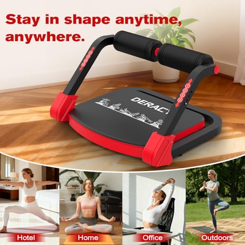 DERACY Sit Up Exercise Equipment, Adjustable Ab Machine, Multi-Functional Sit Up Machine, Ab Workout Equipment, Ab Trainer Machine for Women Men - color: RED