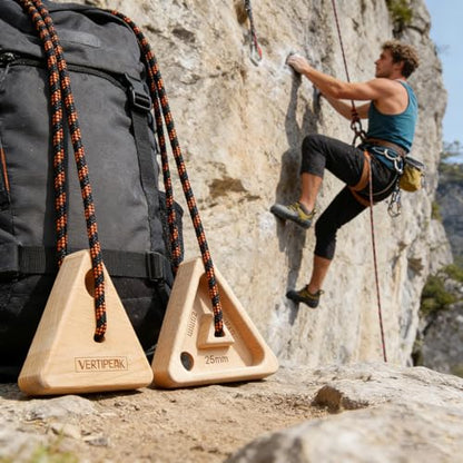 Portable Hangboard Rock Climbing, 2 pack Triangular Wooden Climbing Fingerboard with 3 Multi-Depth Pockets, Finger Strength, Arm Workout & Pull-up Training